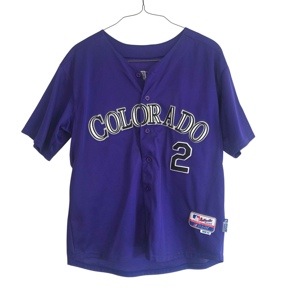 Colorado Rockies Todd Helton Majestic Baseball Jersey Size 50 Purple Number 2